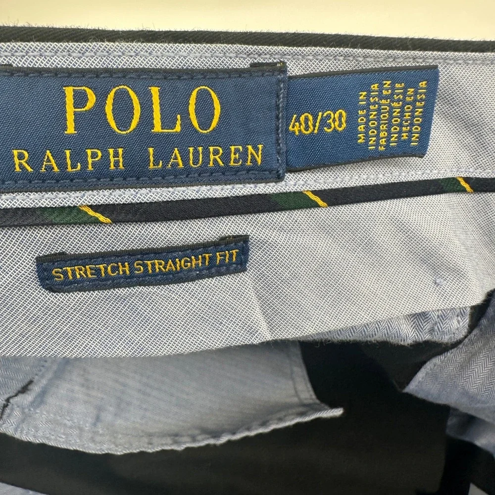 Polo Ralph Lauren Pants Mens 40x30 Black Solid Straight Fit Stretch Modern NWT